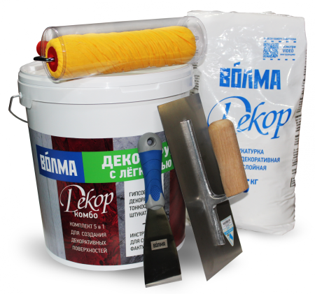 Комплект декоративной штукатурки "ВОЛМА-Декор", фактура "Грубый Травертин", 5 кг